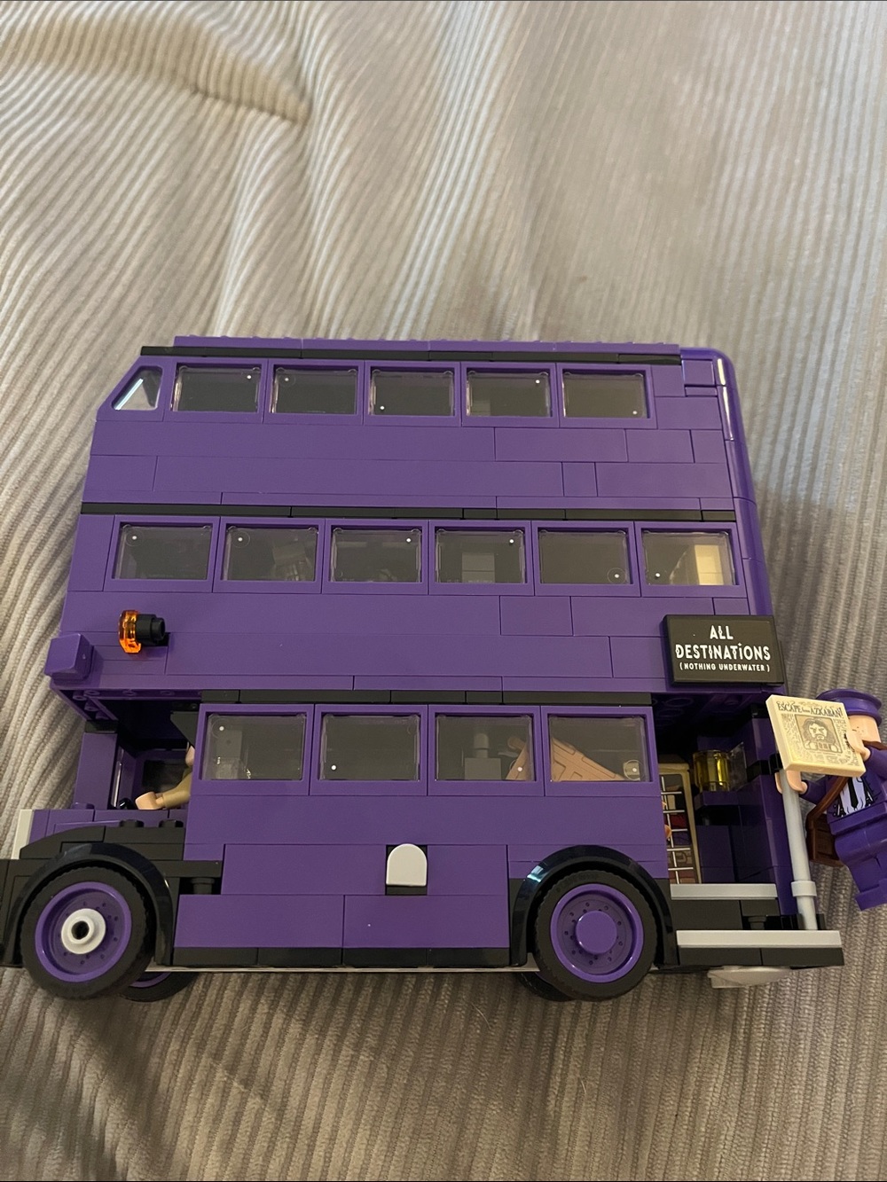 Harry Potter Legos. Purple Triple-Decker Kids Toy Bus - All Destinations